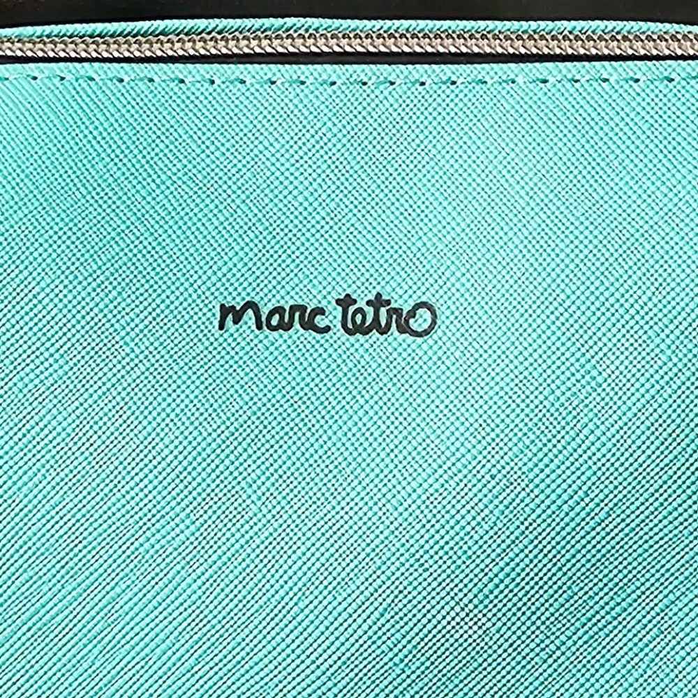 Marc Tetro Aqua French Bulldog Pouch Makeup Bag NWT - Picture 9 of 12